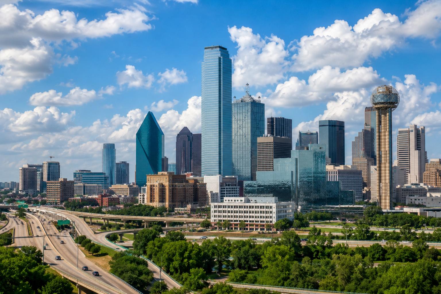 Dallas, Texas skyline featuring downtown skyscrapers, representing FHA home loan opportunities in Dallas.