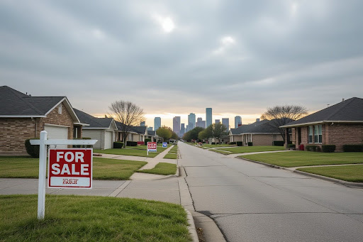 row of homes in a suburban neighborhood